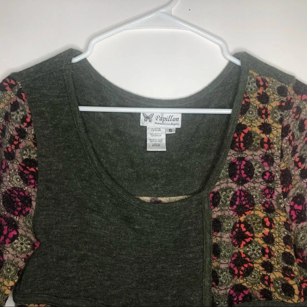 PAPILLON mini shift dress in green, black, pink, and gold S - Picture 5 of 10